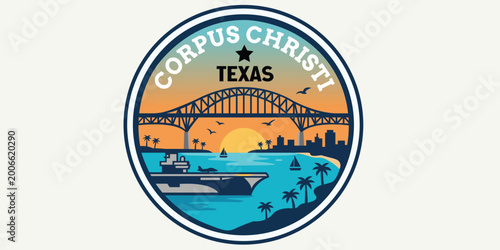 Foto Corpus Christi Texas coastal city landmark badge vector illustration