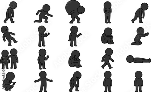 Foto Resilience Struggle Concept – Emotional Strength Character Set