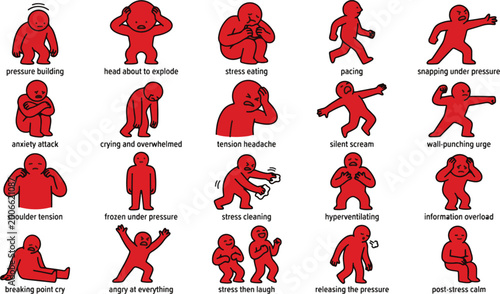 Stress Burnout Concept – Anxiety Pressure Character Set