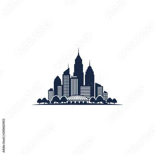 Modern urban city skyline vector illustration with skyscrapers