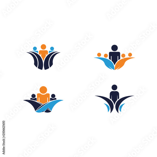 Vector Community and Teamwork Logo Set for Business and Unity