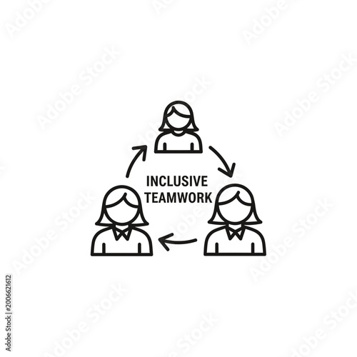 Inclusive teamwork concept vector icon with female avatars