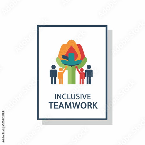 Inclusive Teamwork Vector Illustration with Diverse People Icons