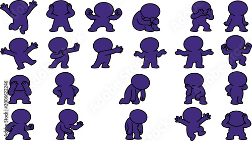 Fotografie Emotional Reactions Set – Joy Rage Shock Fear Abstract Characters