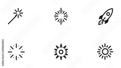 Fotografie Abstract Icon Array: A collection of simple, stylized icons, each radiating a distinct aura of dynamism and innovation, perfect for embodying diverse concepts