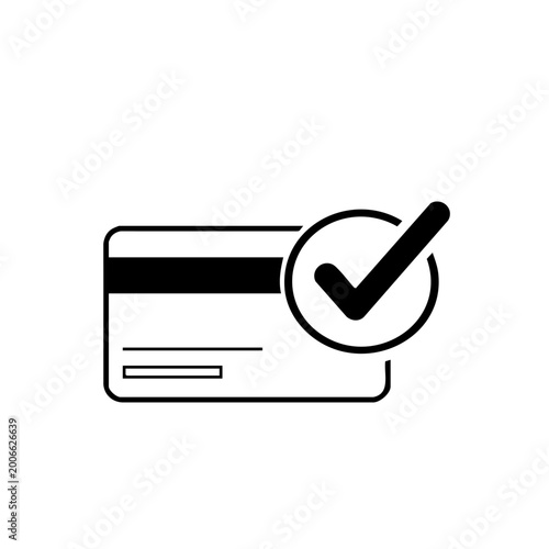 Tableau sur toile Credit card approved check mark icon with magnetic stripe e commerce payment gat
