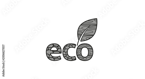 Eco word vector illustration with leaf and natural textures