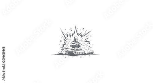 Photos Hand-drawn illustration of a small explosion with debris and smoke