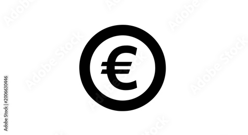 Vector illustration of euro currency symbol icon inside a circle on a transparent background