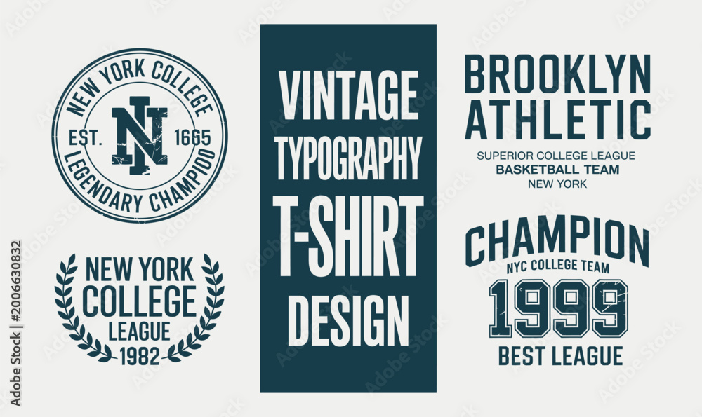 Fototapeta premium Vintage Sport Badge Vector Set for Athletic Apparel Design and University Team Branding