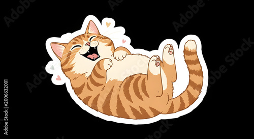 Cute Happy Orange Tabby Cat Cartoon Laughing Vector Illustration