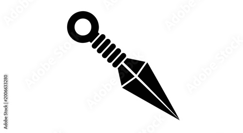 Vector illustration of kunai throwing knife icon, traditional japanese ninja weapon silhouette on a transparent background