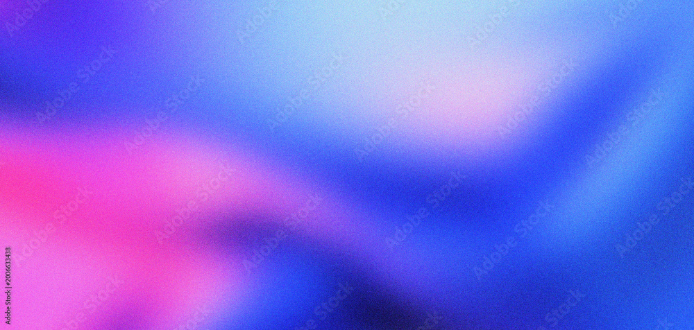 Naklejka premium Vibrant gradient background with soft neon colors and grainy texture. Abstract blur of pink and blue hues in a fluid motion. Modern aesthetic backdrop for digital design and social media posts.