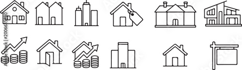 Tableau sur toile Best new house icon set diverse home designs for modern projects