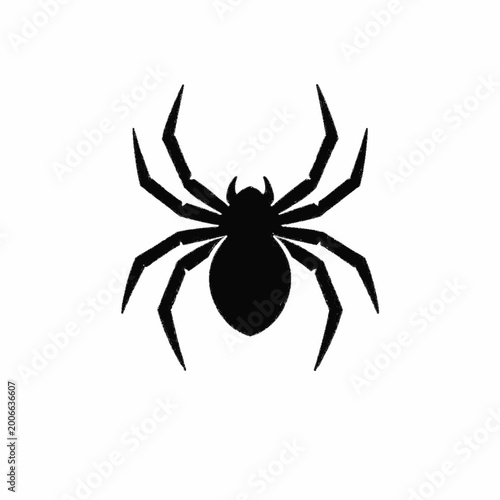 Minimalist Black Spider Silhouette Icon Isolated on Clean White Background