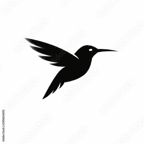 Minimalist Black Hummingbird Silhouette Representing Graceful Flight and Natural Elegance