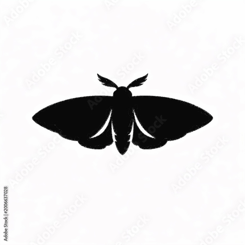 Minimalist Black Moth Silhouette Graphic Isolated on a White Background