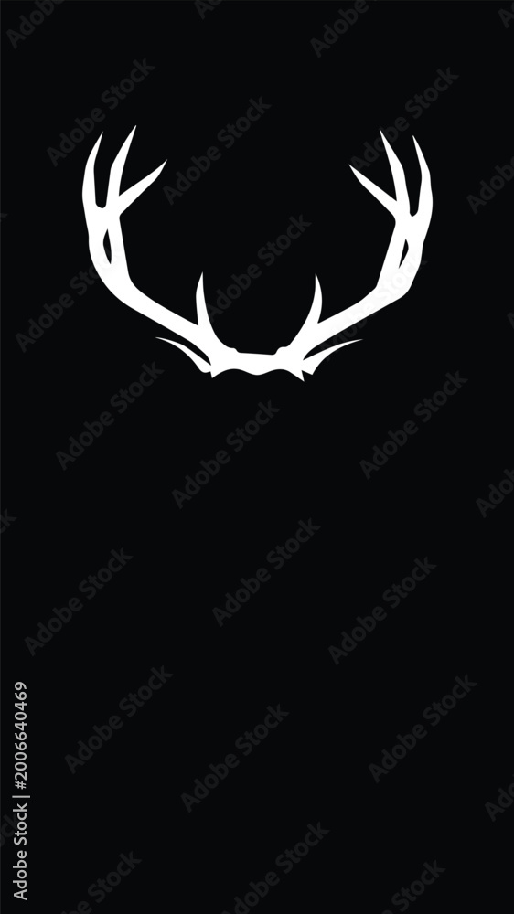 Obraz premium White Deer Antlers Silhouette Minimalist Graphic Illustration Logo Design Hunting Apparel and Wall Art Decoration