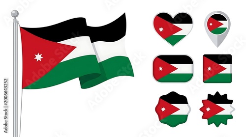 Free Download Jordanian flag waving and various icons with flag design middle east jordanian - GFXLoad
