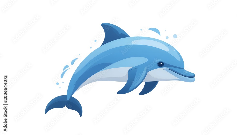 Fototapeta premium A blue dolphin swims in the ocean with water splashing around it novendi