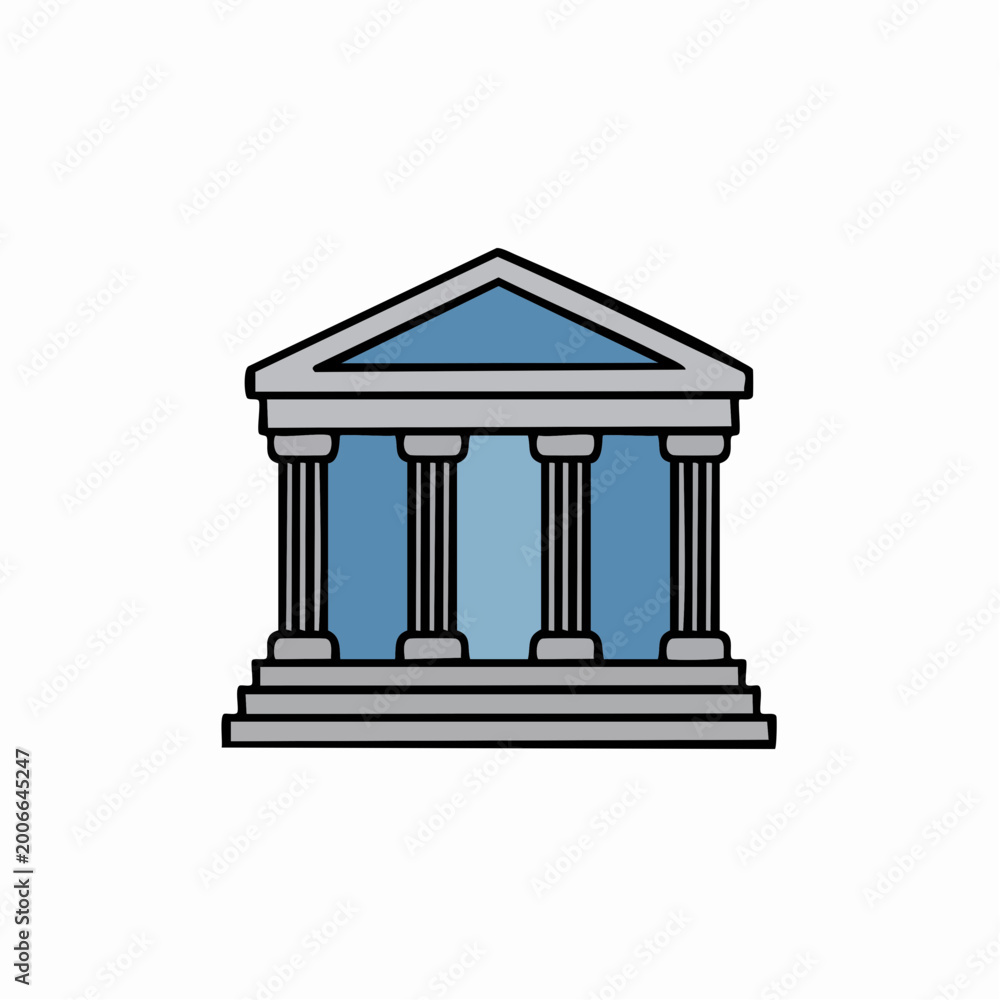 Fototapeta premium Vector Graphic of a Neoclassical Building Facade with Prominent Columns