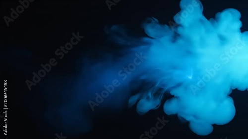 Blue smoke on black background animation.