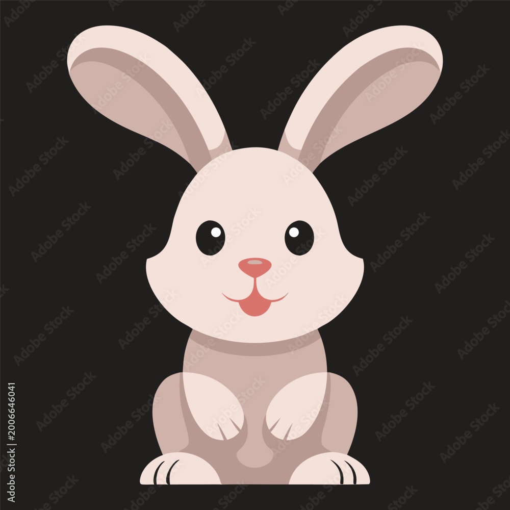 Fototapeta premium Cute rabbit illustration on black background high-quality