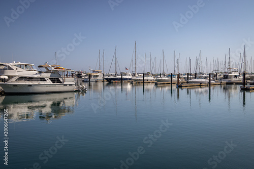 Boats in the harbour at Navy Pier, Chicago, Illinois, USA