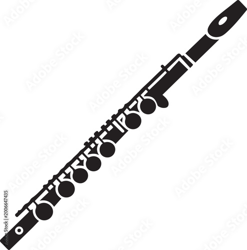 Foto Black silhouette of a flute musical instrument