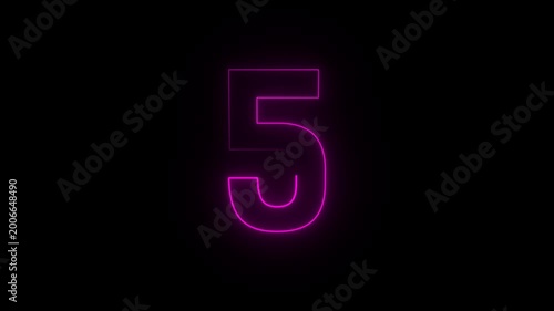 4K Purple Neon Countdown with Transparent Outro Transition.