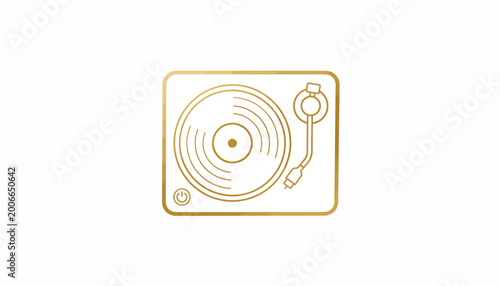 Bild auf Leinwand Vinyl record player icon, music turntable symbol, gold line art, dj equipment ve