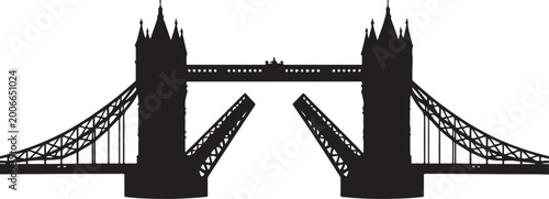 Foto London tower bridge silhouette with the bascules raised for river traffic silhou
