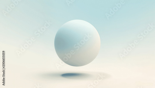 Clean composition with one floating sphere and soft gradient background, minimal aesthetic, no people