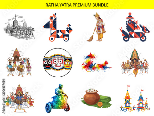 Colorful holi festival icons and illustrations