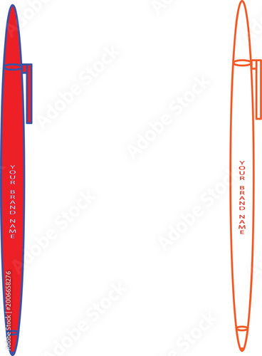 White and Black Realistic Set Pen. Vector illustration. Template For Mockup Branding Stationery and Corporate Identity.