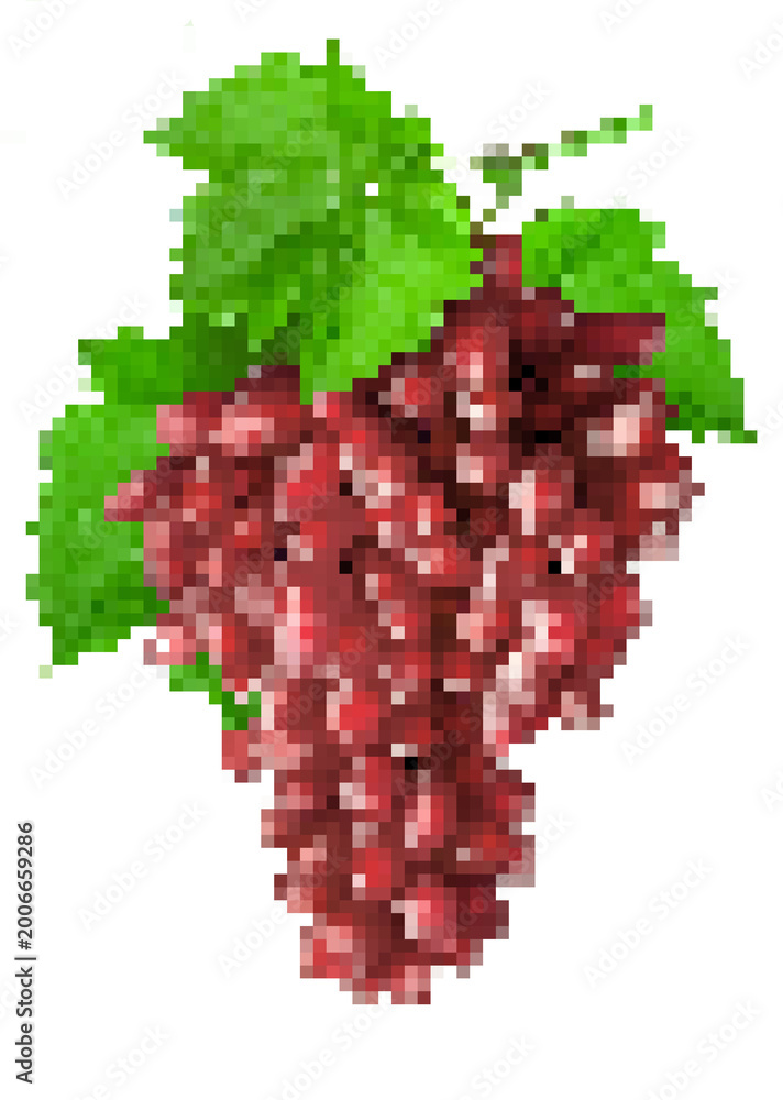 Fototapeta premium Pixel art red grapes offering healthy harvest concept