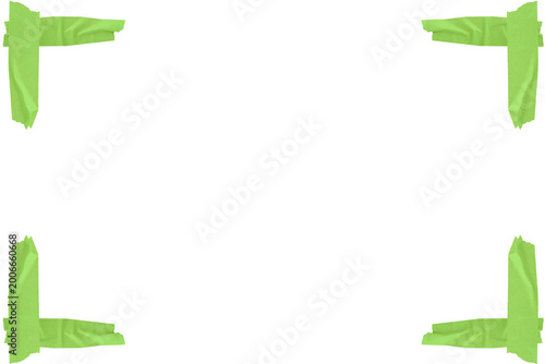 Green tape corner frame for photo collage scrapbook design png transparent background
