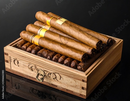 Cigars in humidor box.