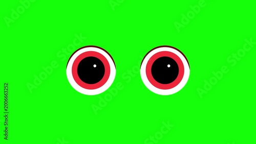 Creepy Red Eyes Peering Animation on Green Screen Black Background Suspense Horror VFX Motion Graphics Sinister Watching Effect Footage