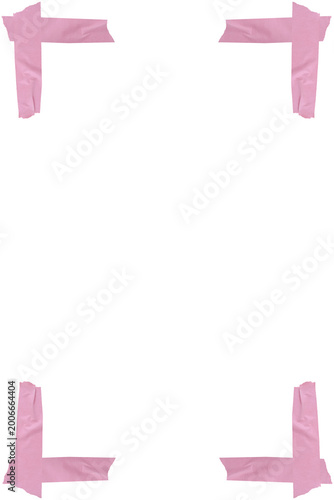Pink masking tape corner photo frame with torn edges png transparent background

