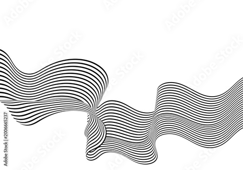 Foto Futuristic black and white wave with deformed stripes attracting attention with its rhythm