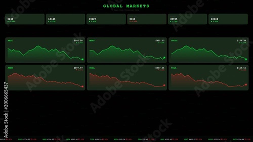 Global Finance Market: Stock Market Matrix Trading Animation Loop.