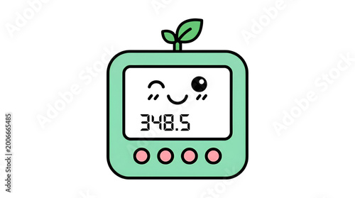 An apple with smile on it and green apple top screen.