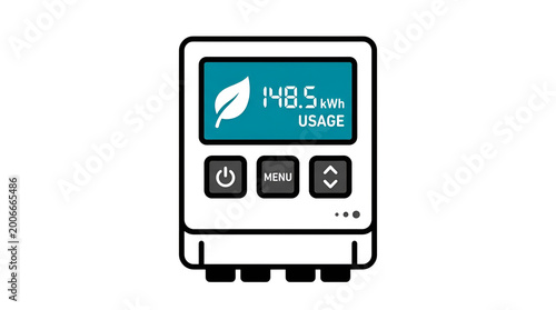 White and blue device with the words and wm on it.