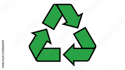 Green recycling symbol with arrows pointing up to the left side recleted.