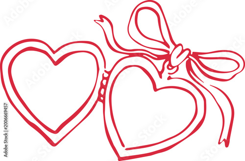 Fotografie hand draw heart locket , Outline drawing heart locket line clipart symbol, Vecto