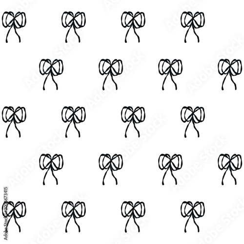 Coquette seamless pattern black ribbon bow, vector pattern
