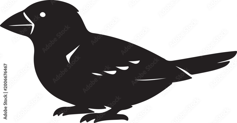 Fototapeta premium Black bird silhouette against a white background detailed avian form silhouette high quality professional modern elegant