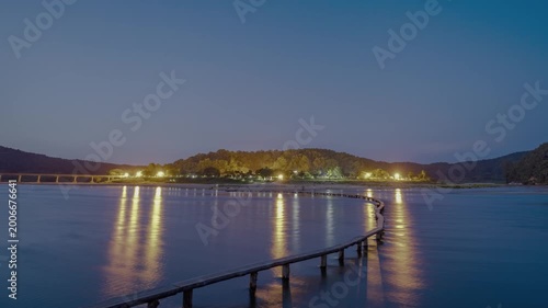 영주 무섬마을 야경 HDR 타임랩스, 강에 비친 마을 불빛과 별빛 풍경