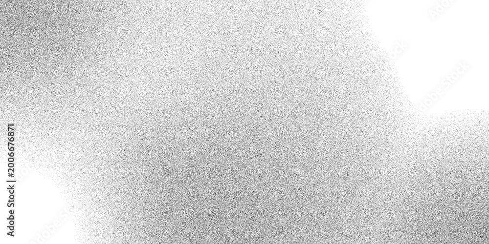 Fototapeta premium Abstract silver foil background with metal mirror texture. Retro spray grit and charcoal ink form abstract dot work design. Stippled grain halftone overlay and Rough grunge sand dots backdrop Gritty d